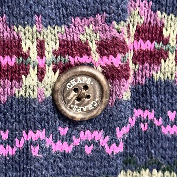 Chaps Ralph Lauren Cotton Blend Knit Button Vest Nordic Fair Isle Plus Sz 3x - Picture 9 of 11